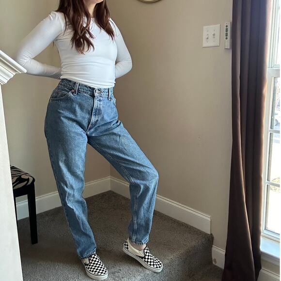 Y2K Levis Blue Jeans 950 Relaxed Fit 11 MED, orange tab (fits a 6/8) - Picture 4 of 12